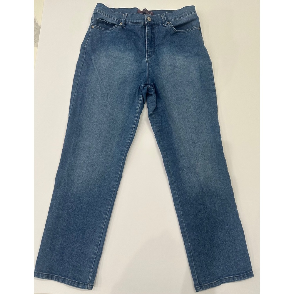 Gloria Vanderbilt Amanda Tapered Jeans Womens 12S Medium Wash Stretch Denim